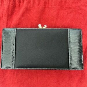 Judith Leiber Vintage Black Satin And Leather Evening Clutch With Crystal Clasp